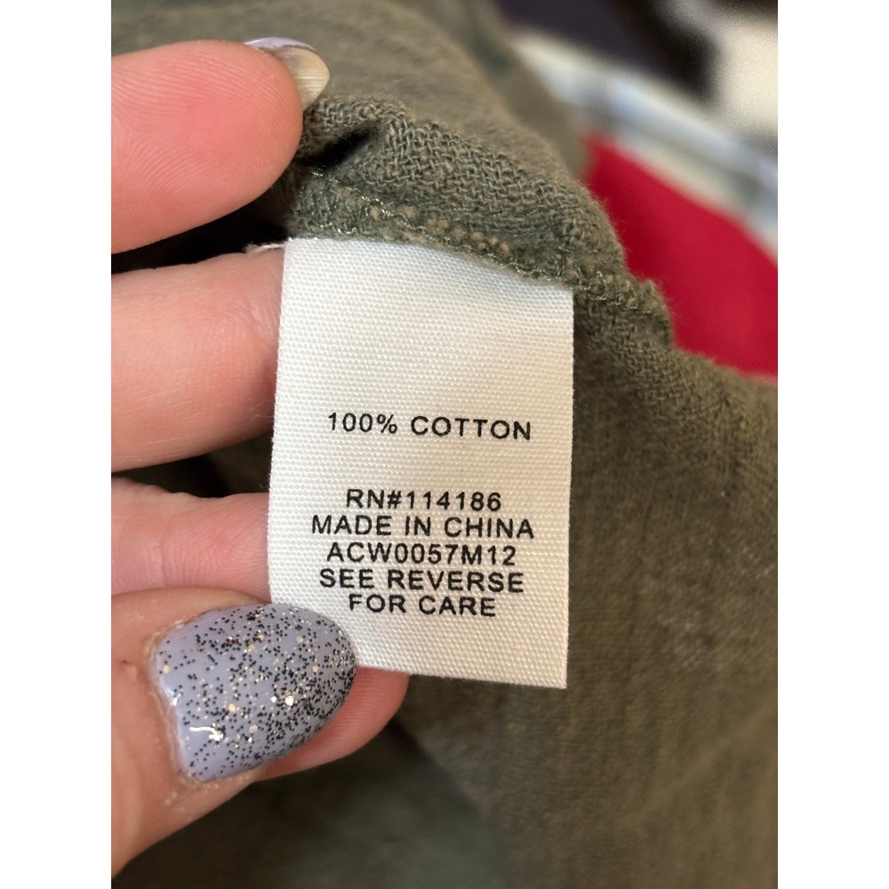 Adyson Parker Olive Green Cotton Gauze Peplum Top ACW0057M12 Short Sleeve Small - Picture 5 of 7